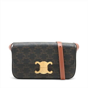 Celine Triomphe leather shoulder bag brown